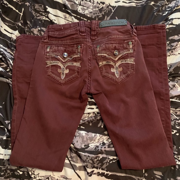 Maroon Rock Revival Jeans - Picture 1 of 3